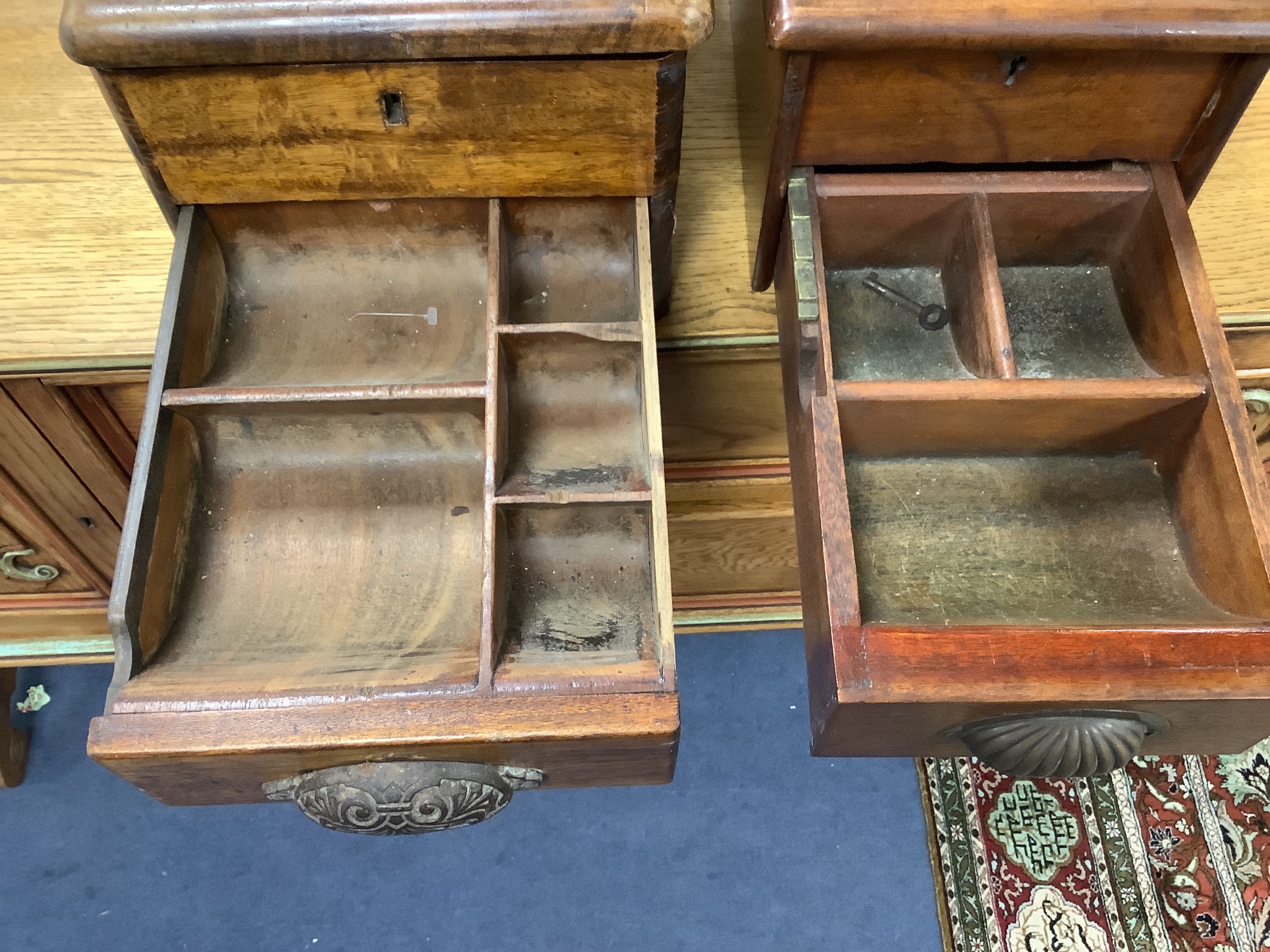 Two Victorian mahogany tills, larger width 47cm